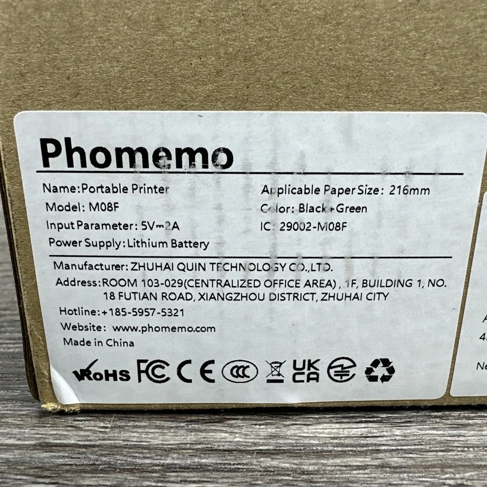 Phomemo M08F Wireless Bluetooth Thermal‎ Printer & Tattoo Stencil, Black & Green